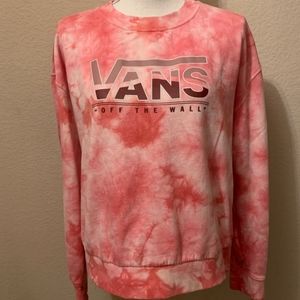 Womens Size Medium Vans Pink Tie Dye Crewneck Sweatshirt